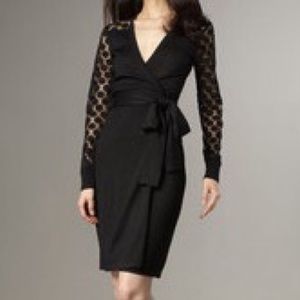 Diane von Fustenburg wrap dress mesh sleeves